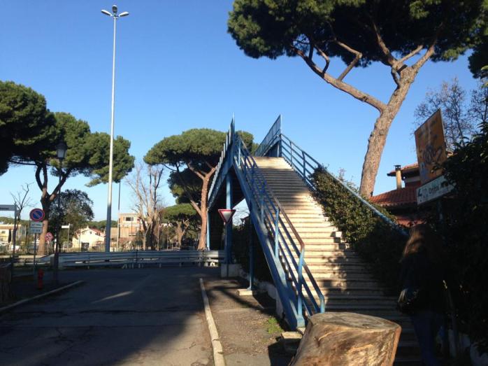 Blue Footbridge to Ostia Antica from the Station