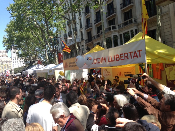 La Rambla during the Festival of Sant Jordi